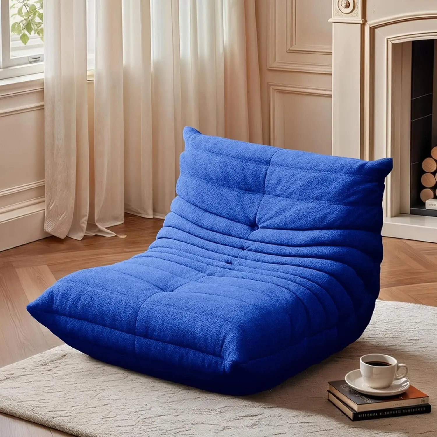 Bean Bag Chair with Memory Foam | Teddy Fleece Lounge Chair, No Assembly Required