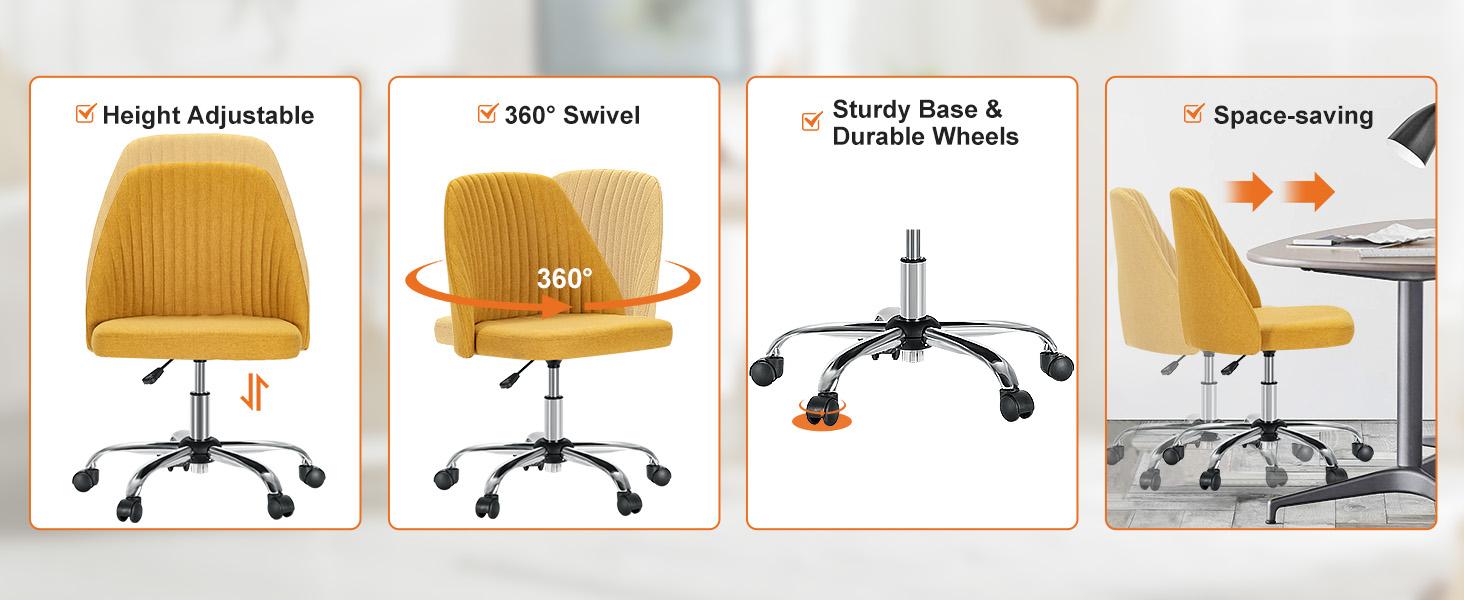 Office Chair, Modern Fabric Desk Chair with Wheels, Space-Saving Swivel Seating, Adjustable Comfort Computer Vanity Chair Office Chair, Modern Fabric Desk Chair with Wheels, Space-Saving Swivel Seating, Adjustable Comfort Computer Vanity Chair