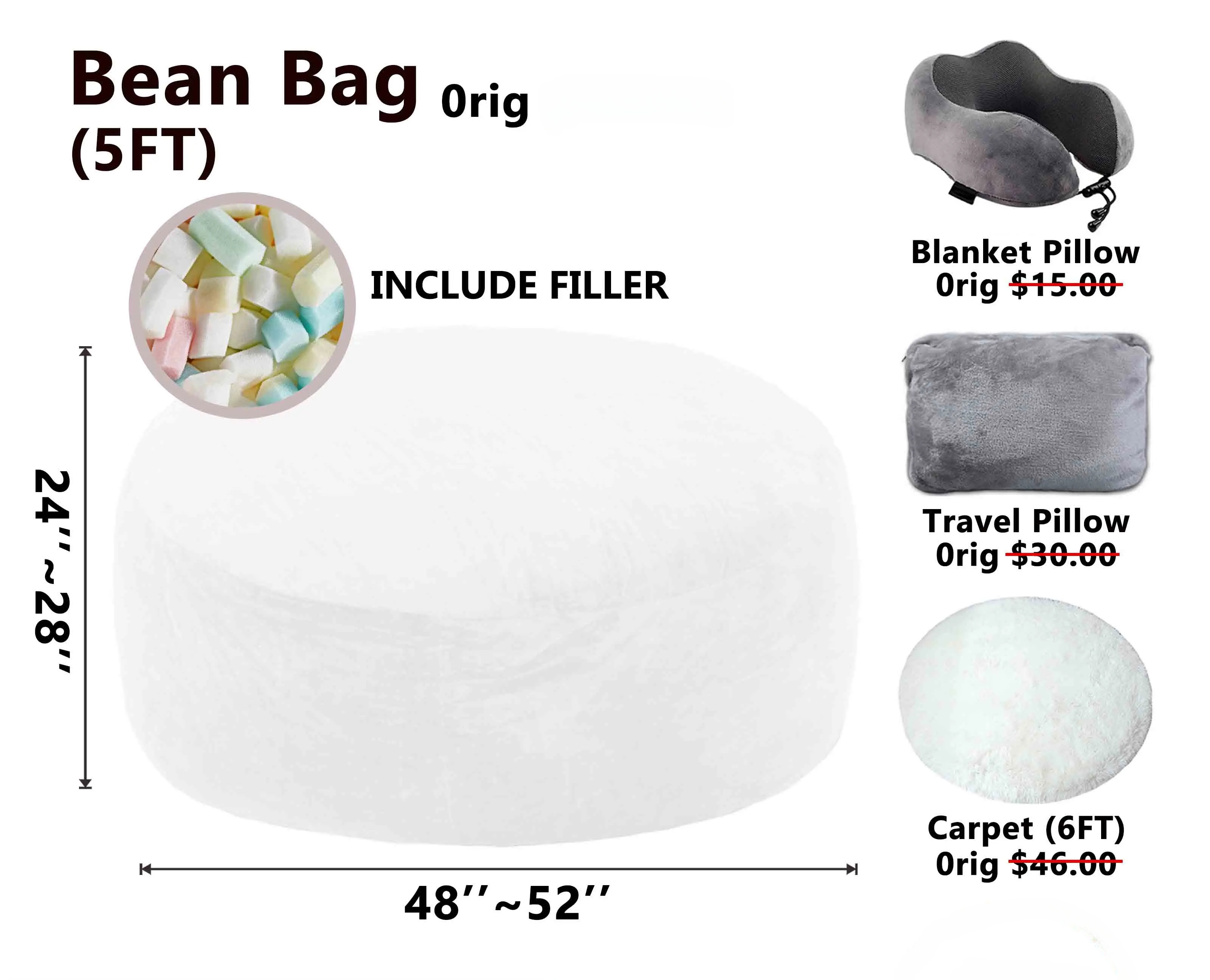 Memory Foam Bean Bag Chair | Ultra-Soft Lounge Chair with Washable Cover for Adults