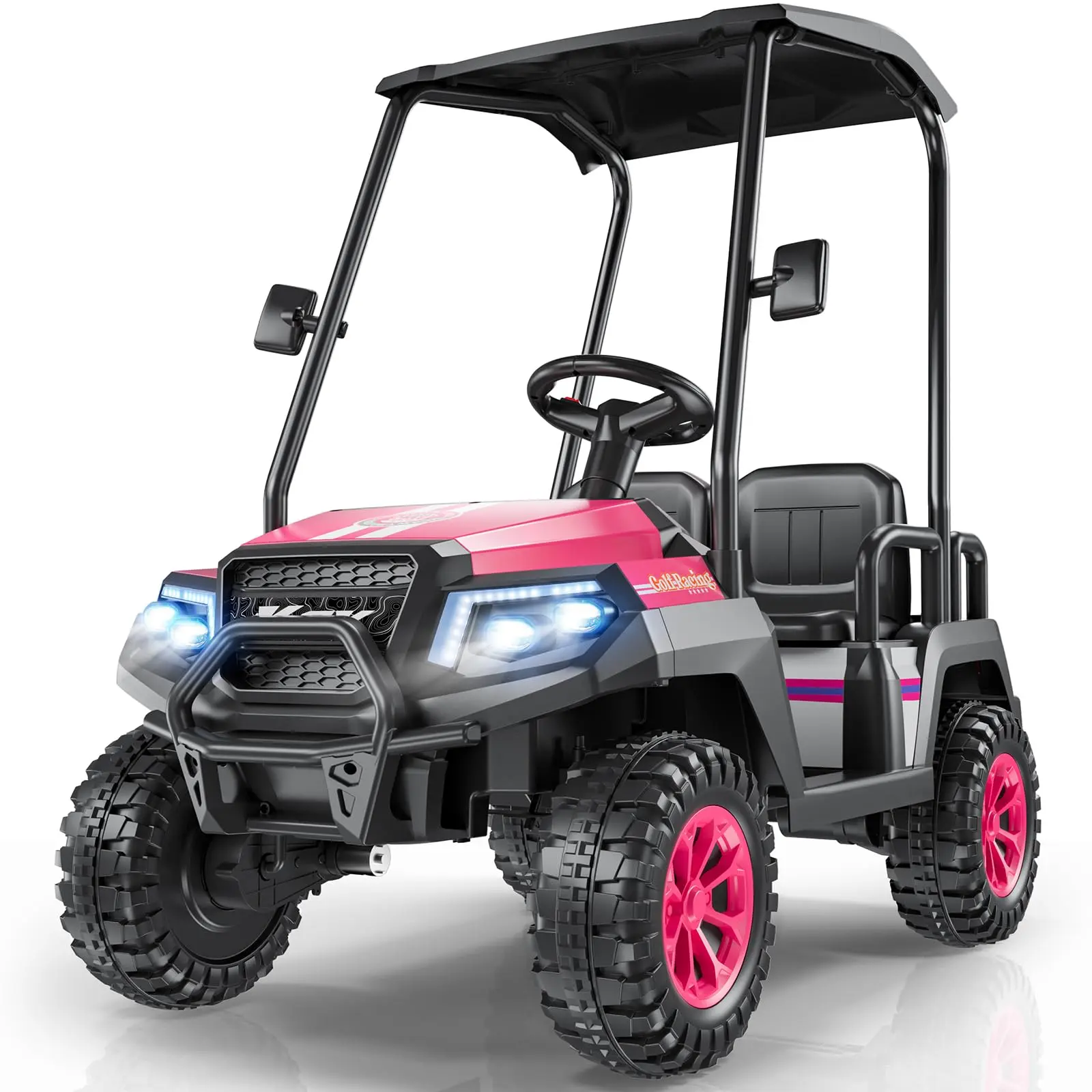 LIGIANT R9 24V 4WD Kids Golf Cart, 4-Seater Electric Ride On with Parental Remote, Detachable Awning & Bluetooth Music, Anti-Roll Safe Toy Gift for Ages 3–8