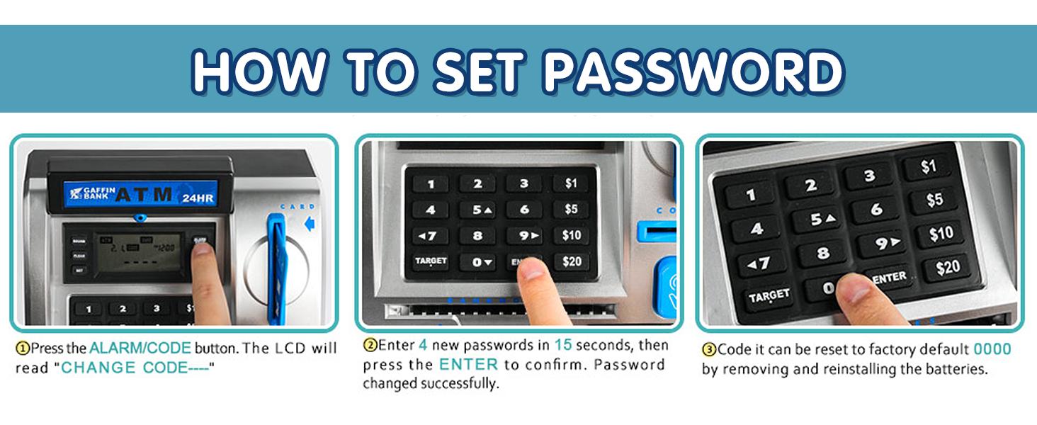 Talgic Kids Piggy Bank ATM Toy, a fun, interactive way to teach kids about money savings. With a realistic ATM keypad, password security, and the ability to save both coins and bills, it&rsquo;s perfect for birthdays, holidays, TALGICKEV
