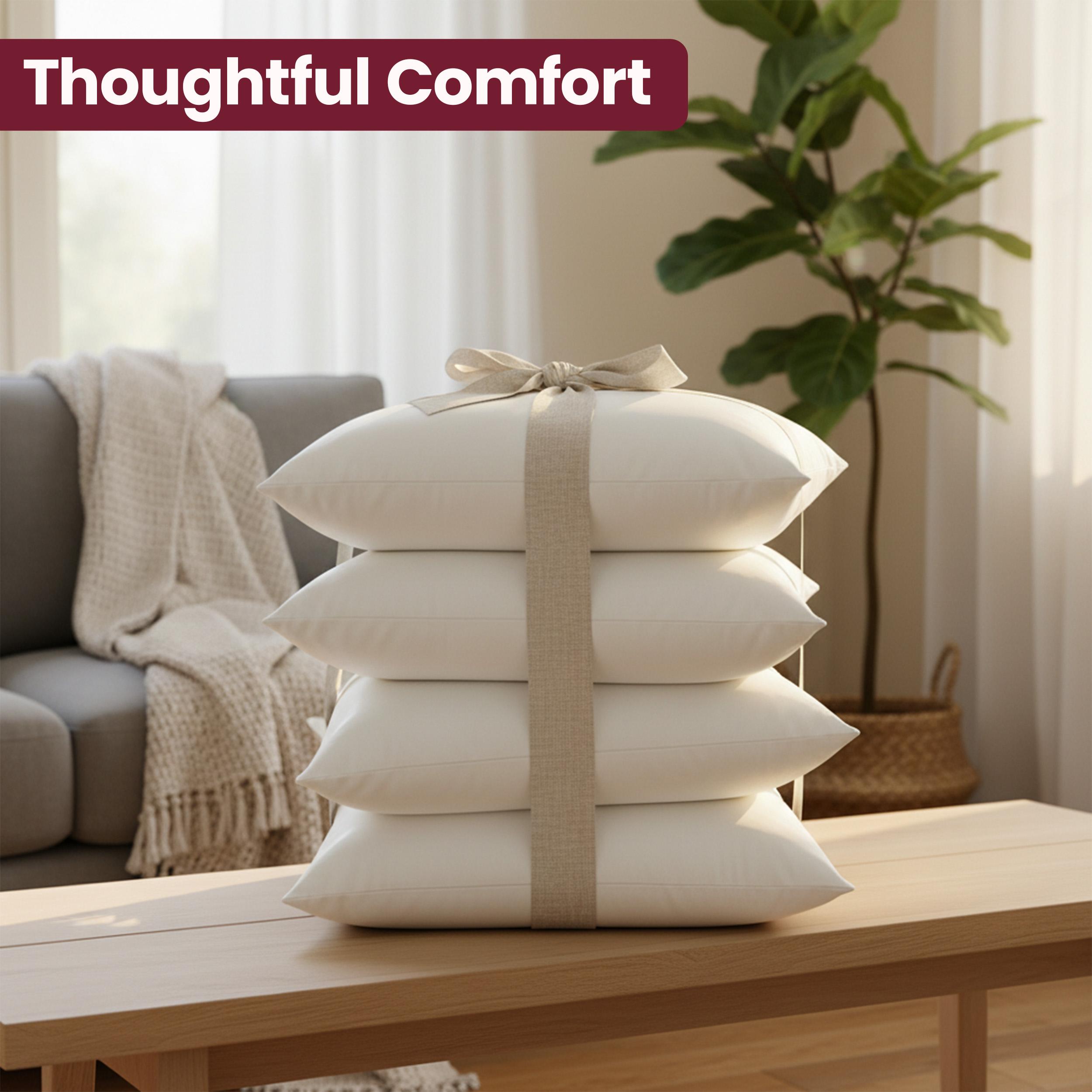 Utopia Bedding White Soft Bounce Pillow Inserts - Pack of 4 - Plush Brushed Fabric, Breathable, Durable, Supportive Memory Foam - Hand Wash/Spot Clean Only - Home Decor, Living Room Comfy Couch, Cozy Bed Setup, Cozy Corner Accessories