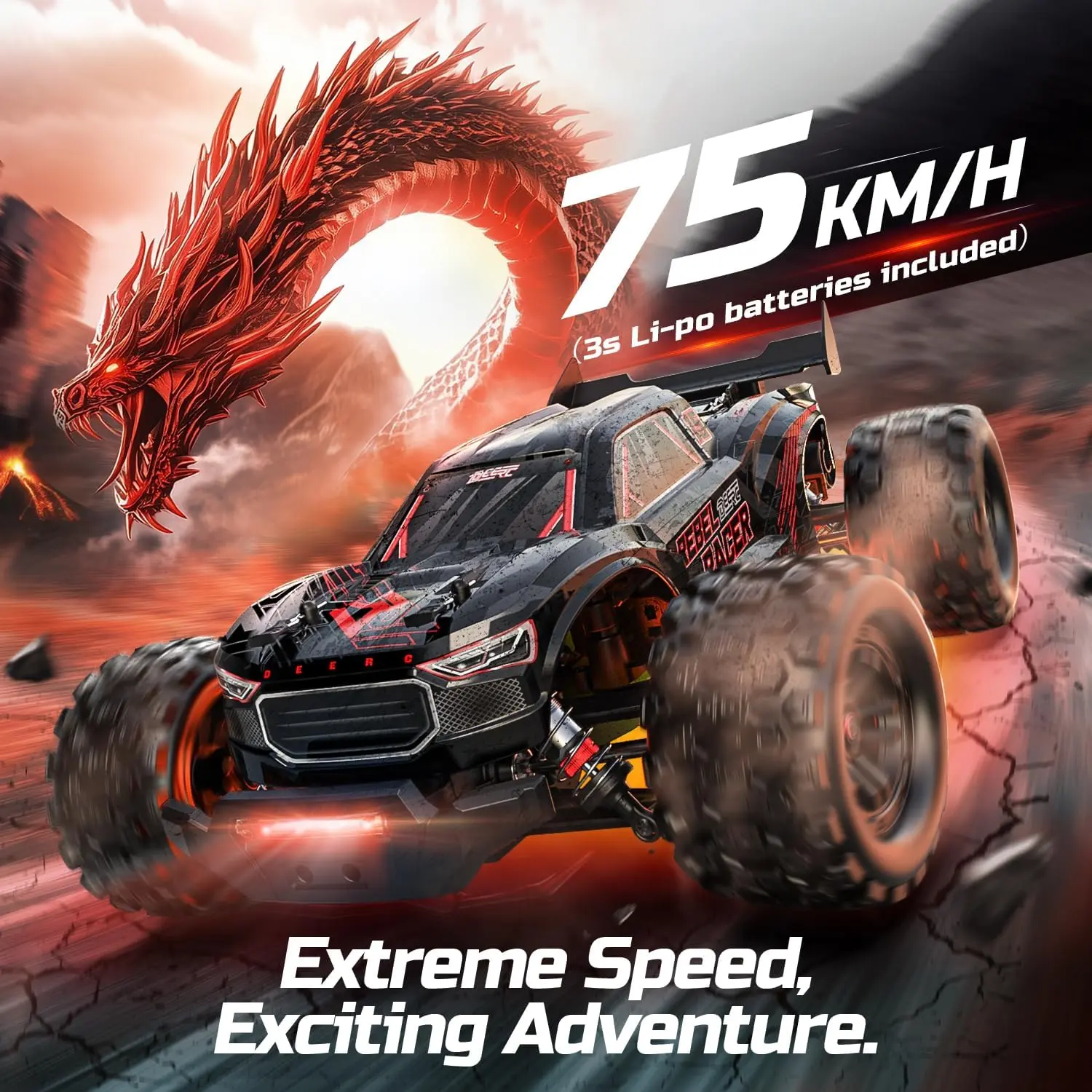 1:14 Brushless Motor RC Car, 14210 4x4 Waterproof High-Speed Offroad RC Truck, 2x3S Lipo Batteries, Max 50+ MPH, Kids Car for Spring Outdoor Fun summerwins