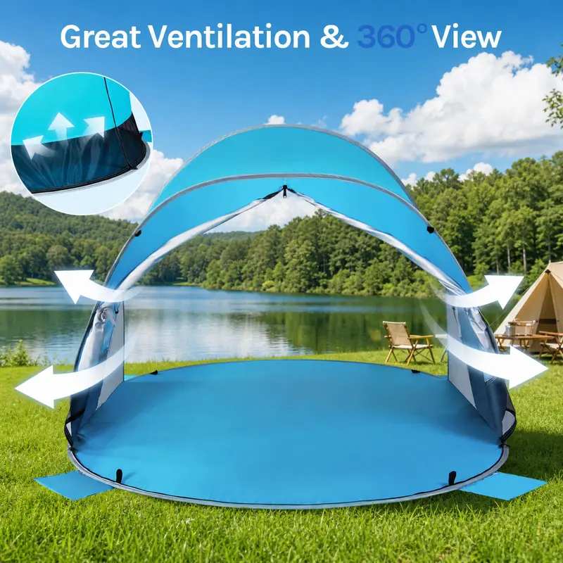 WolfWise UPF 50+ Pop-Up Beach Tent | Portable Sun Shelter for Beach, Camping & Outdoor Trips