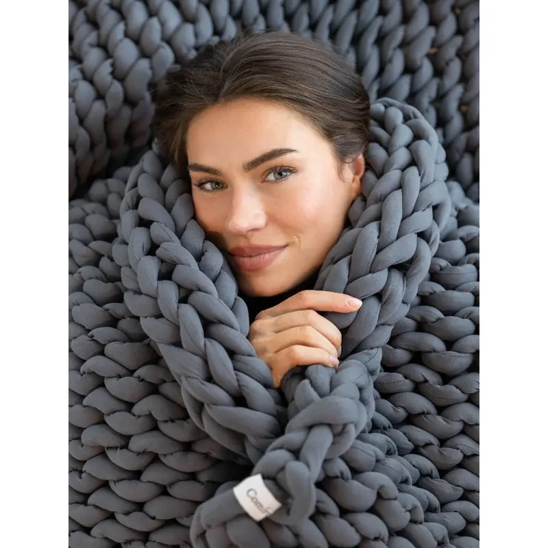 Comfrt CuddleCloud Weighted Blanket | 20lb Chunky Knit Cotton Blanket for Deep Comfort