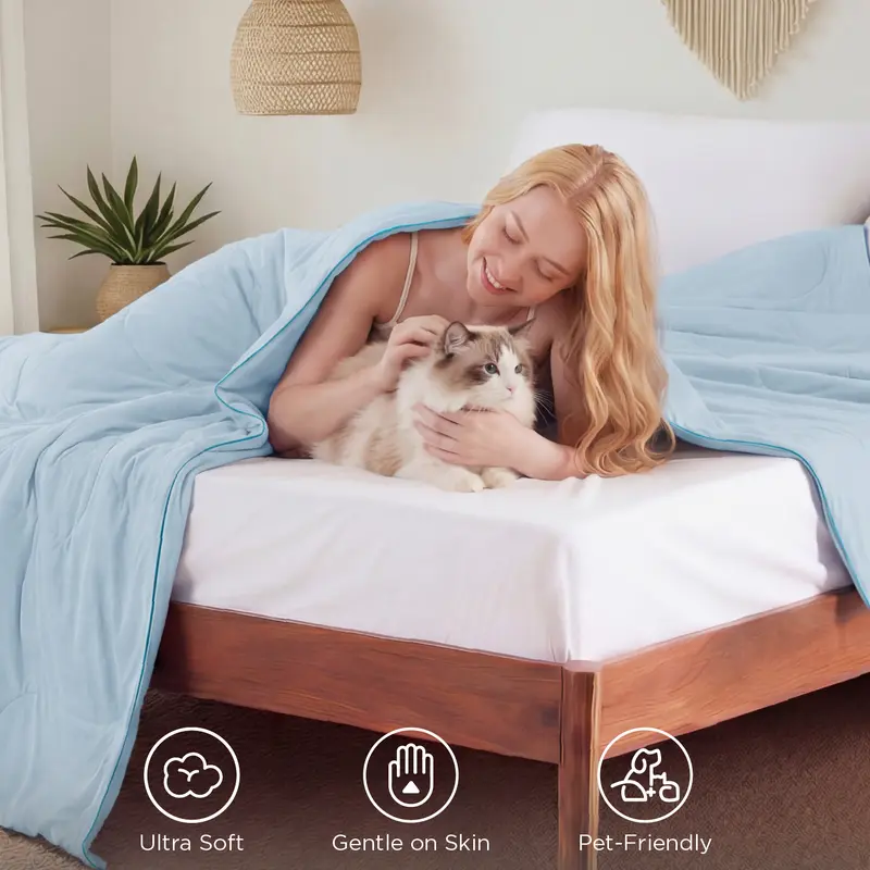 Cooling Bamboo Blanket | Ultra Soft Lightweight Summer Comforter for Hot Sleepers, Breathable Cozy Bed Throw