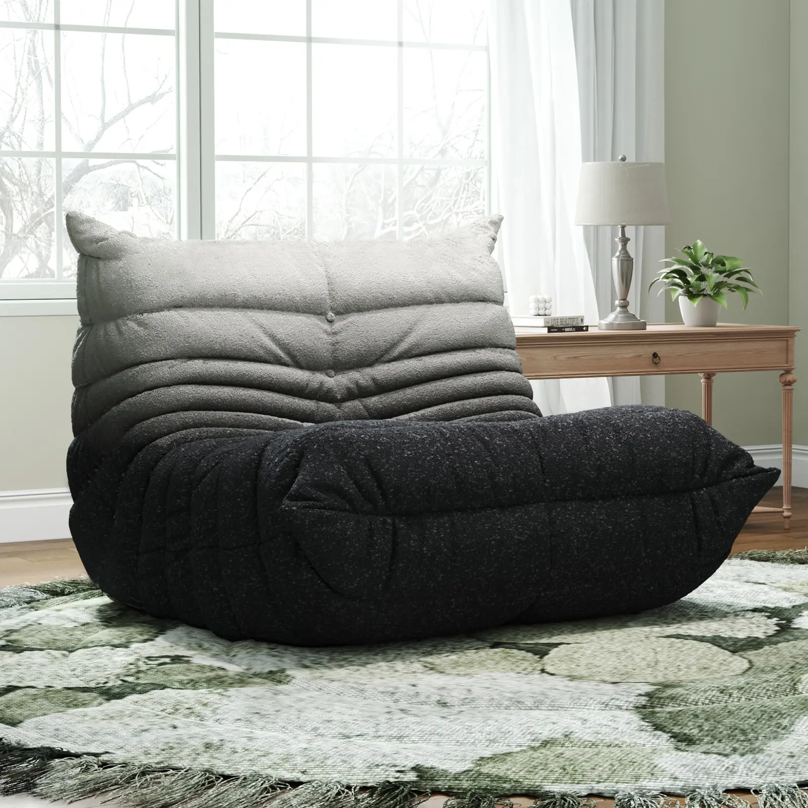 Bean Bag Chair with Memory Foam | Teddy Fleece Lounge Chair, No Assembly Required