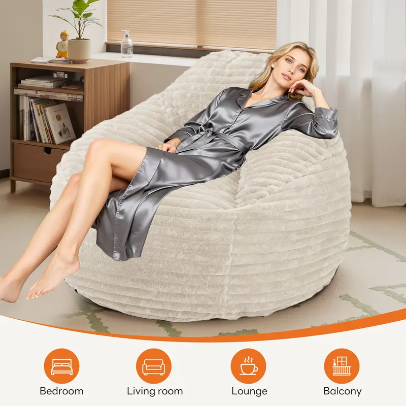 Oversized Bean Bag Chair | Memory Foam Lounge Sofa with Backrest & Armrests for Living Room, Bedroom & Dorm
