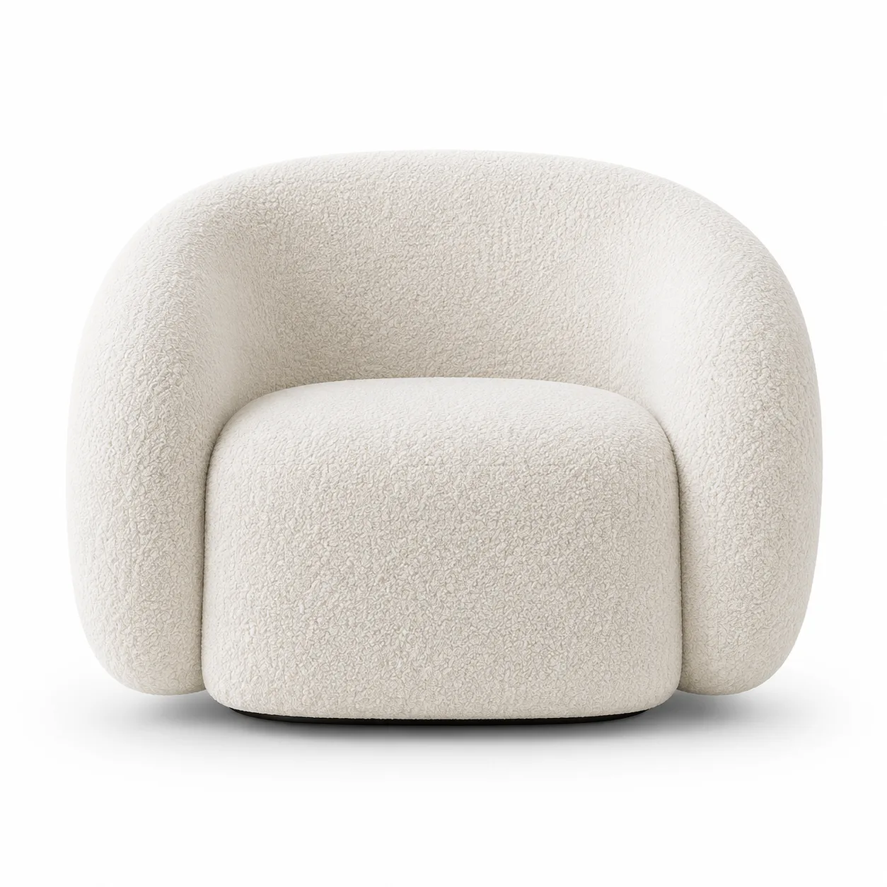 NLFZEK Curved Accent Chair – Soft Bouclé Lounge Chair, Modern Barrel Armchair, Cozy Padded Seat for Living Room & Bedroom