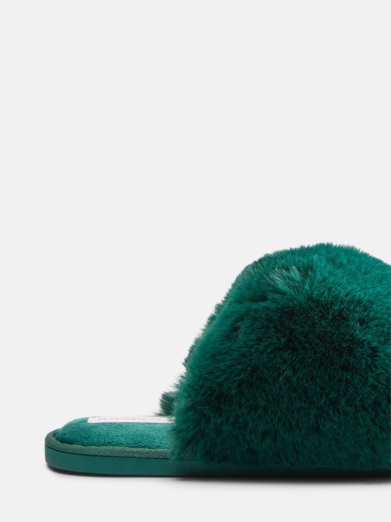Joyspun Women’s Faux Fur Puff Scuff Slippers