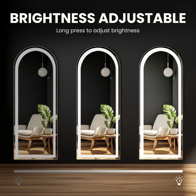 Sweetcrispy 71" Full Length Floor Mirror with LED Lights | Dimmable 3-Color Lighting, HD Standing & Wall Mirror for Bedroom & Dressing Room