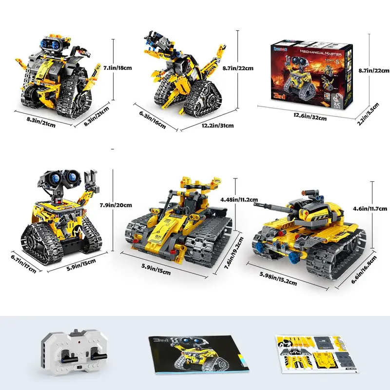 INSOON 5-in-1 RC Robot Building Set | APP & Remote Control STEM Construction Toy, 520PCS for Kids Ages 6-12