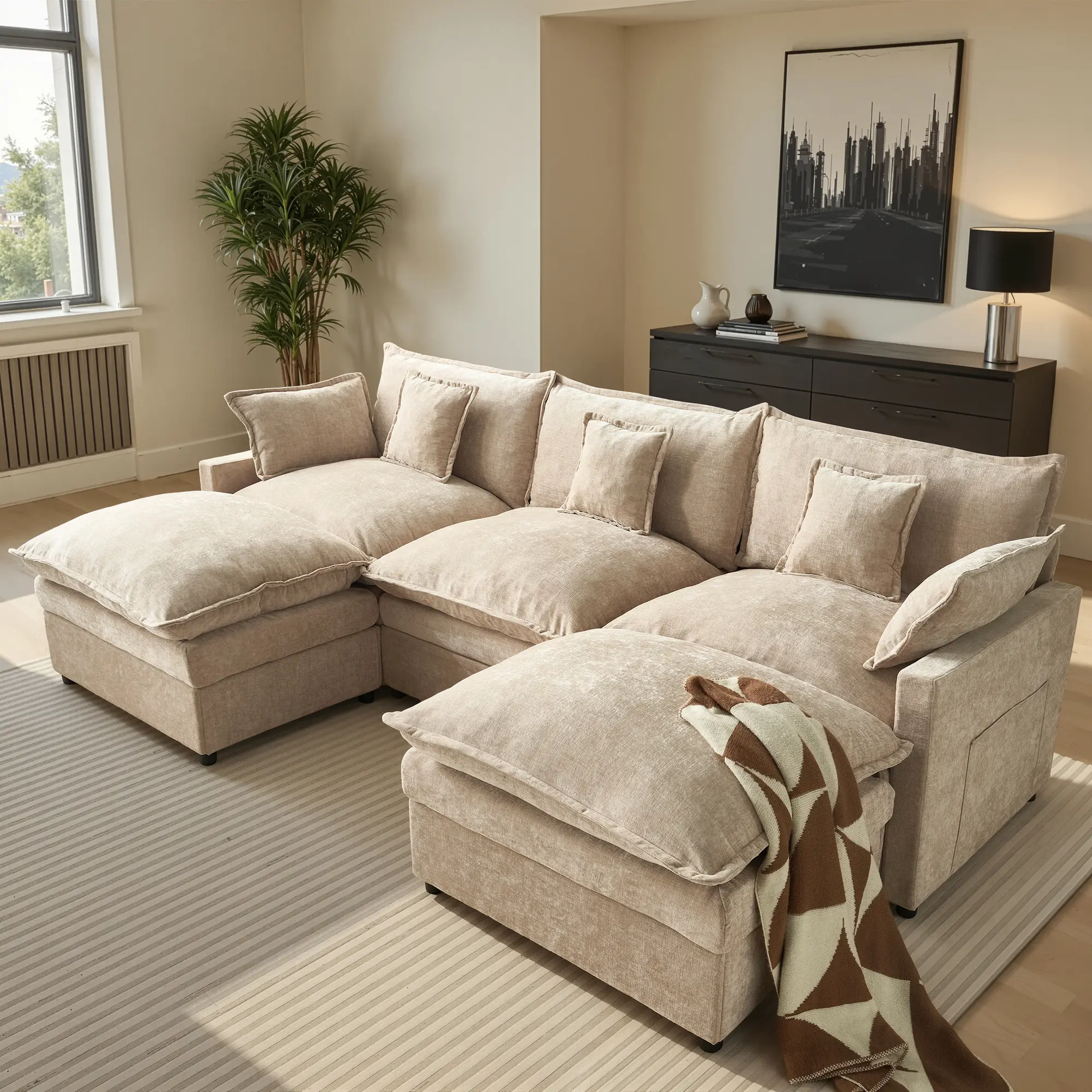LOISEL 108” U Shaped Modular Sectional Sofa 