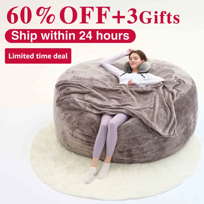 Memory Foam Bean Bag Chair | Ultra-Soft Lounge Chair with Washable Cover for Adults