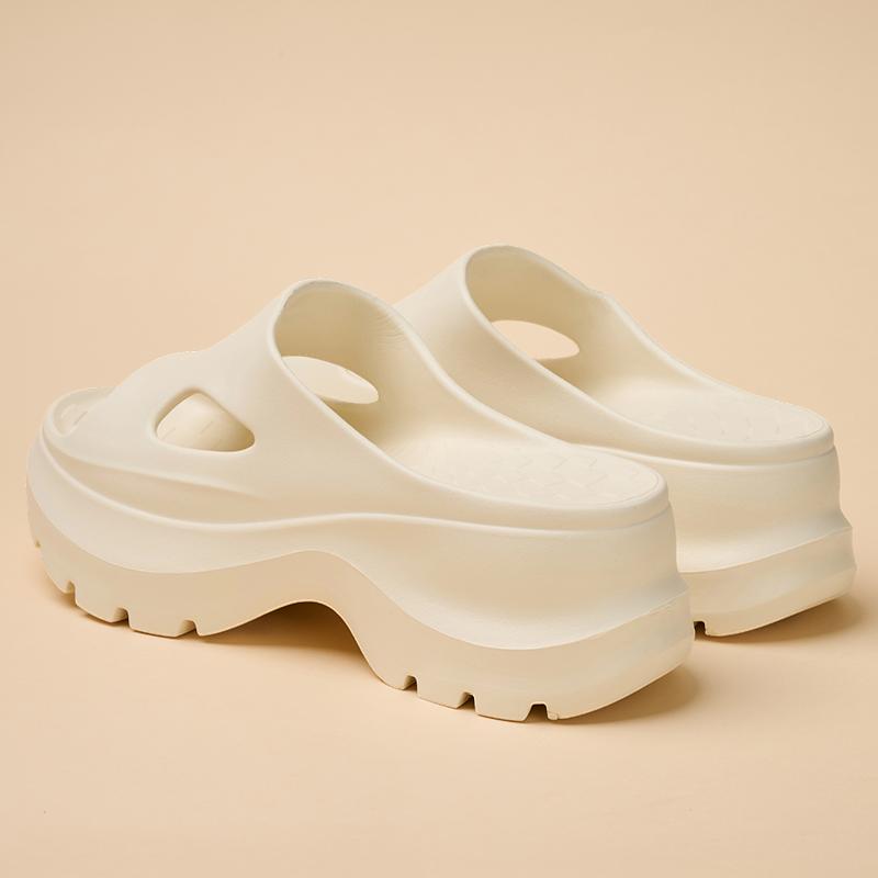 Women's platform slippers, comfortable summer slides, hollow-out design, breathable EVA walking shoes, thick non-slip sole, women's shoes, rubber material, party shoes