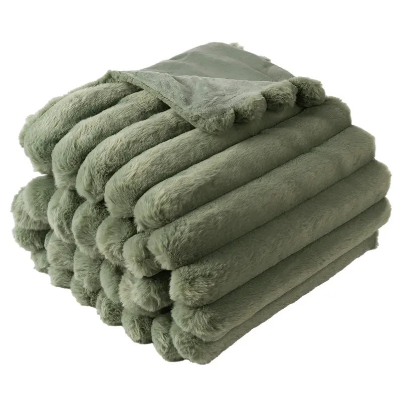 NLFZEK Faux Rabbit Fur Blanket – Ultra Soft Plush Throw for Sofa & Bed
