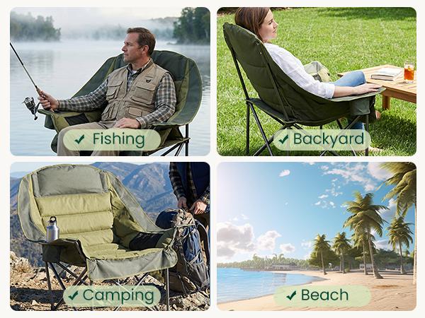 Comfort Folding Camping Chair,With 440 Lbs Capacity, Reinforced Steel Frame And 600D Oxford Fabric, 2 Cup Holders And Side Pockets, Folds Into Carry Bag, Perfect For Outdoor Concert And Glamping Comfort Folding Camping Chair,With 440 Lbs Capacity, Reinforced Steel Frame And 600D Oxford Fabric, 2 Cup Holders And Side Pockets, Folds Into Carry Bag, Perfect For Outdoor Concert And Glamping