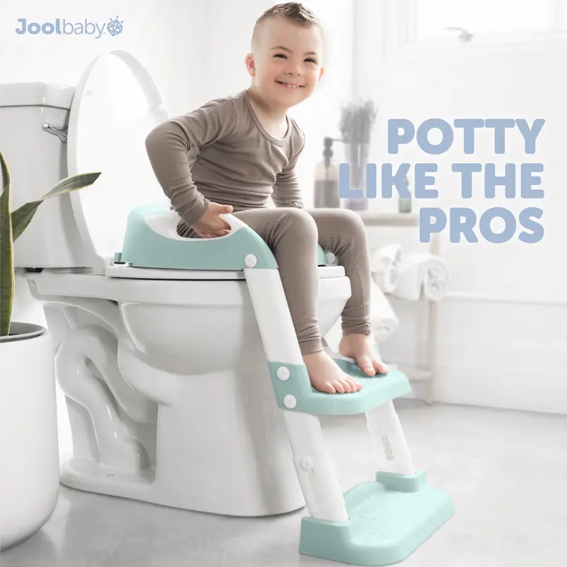 Jool Baby NAPPA Award Potty Training Seat 2 Step Ladder, Foldable Adjustable Toilet Seat with Splash Guard for Toddlers
