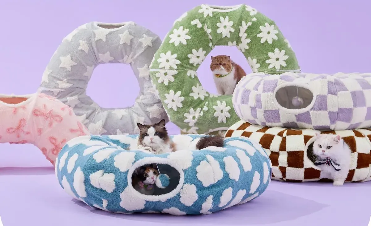 Lesure Cat Tunnel Bed for Indoor Cats - Soft&Cozy Cute Cat Donut Tunnel with Washable Circle Cushion, Round Pet Play Tunnel Toy for Kitten/Puppy/Rabbit, Peekaboo Cave Toy, Cool Cat Stuff Lesure Cat Tunnel Bed for Indoor Cats - Soft&Cozy Cute Cat Donut Tunnel with Washable Circle Cushion, Round Pet Play Tunnel Toy for Kitten/Puppy/Rabbit, Peekaboo Cave Toy, Cool Cat Stuff