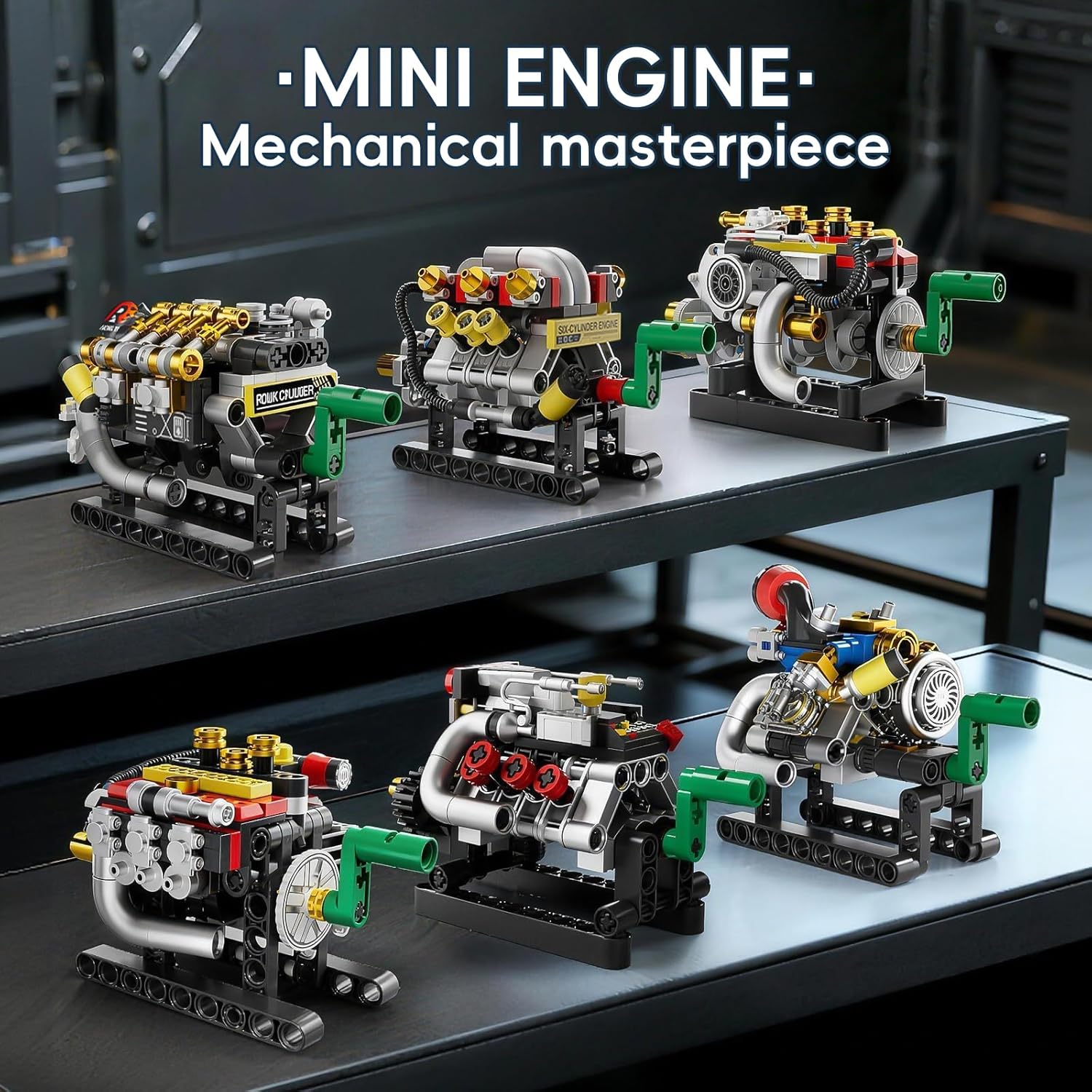 FXJYF Model Engine Kit for Adults Mini V8 Build Set STEM Mini Block Motor Model Small Engine Build Kit Desktop Mechanical Display for Car Lovers Hobbyists Collectors
