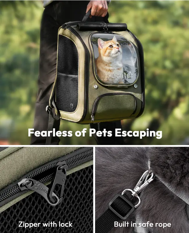 Expandable Cat Carrier Backpack | Bubble Window, Breathable Mesh & Hands-Free Travel