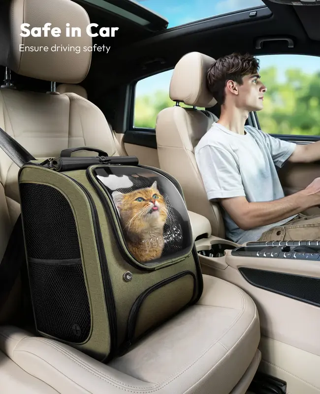Expandable Cat Carrier Backpack | Bubble Window, Breathable Mesh & Hands-Free Travel
