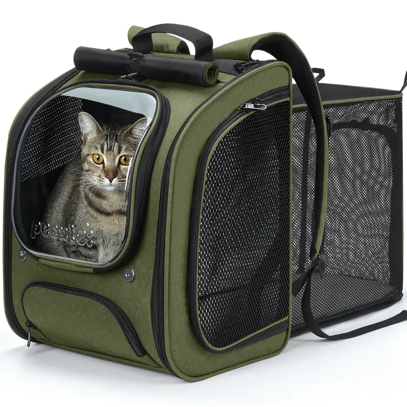 Expandable Cat Carrier Backpack | Bubble Window, Breathable Mesh & Hands-Free Travel