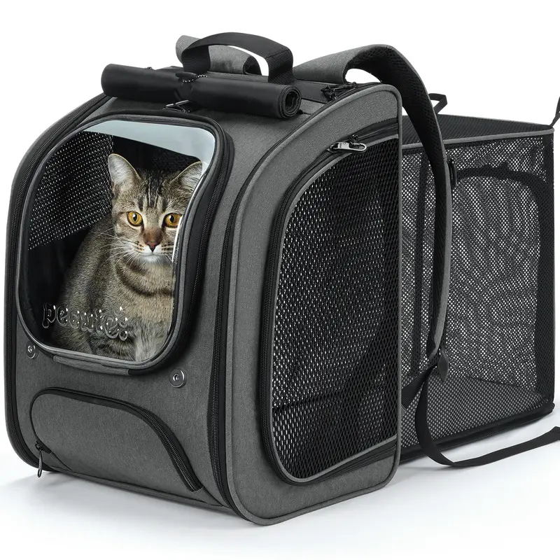 Expandable Cat Carrier Backpack | Bubble Window, Breathable Mesh & Hands-Free Travel