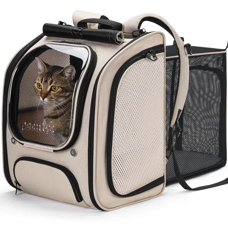 Expandable Cat Carrier Backpack | Bubble Window, Breathable Mesh & Hands-Free Travel