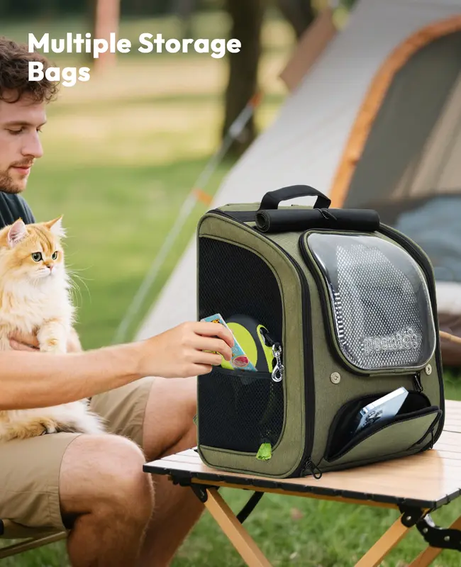 Expandable Cat Carrier Backpack | Bubble Window, Breathable Mesh & Hands-Free Travel
