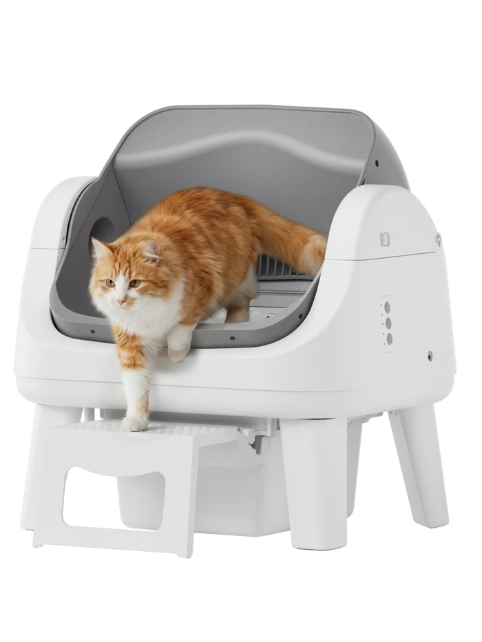 Automatic Self-Cleaning Cat Litter Box – Open-Top Design, Easy-Entry Step & No App Needed