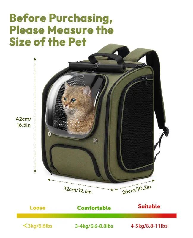Expandable Cat Carrier Backpack | Bubble Window, Breathable Mesh & Hands-Free Travel