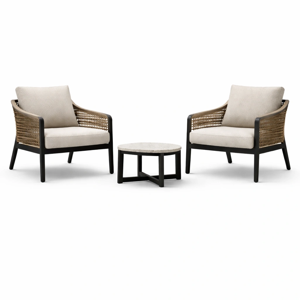 Loungeset aluminium rattan beige-FURNILUMINA