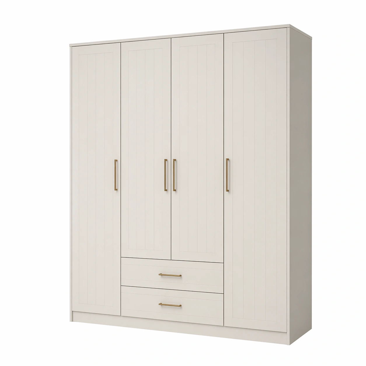 Kleiderschrank holz weiß metallgriffe-FURNILUMINA