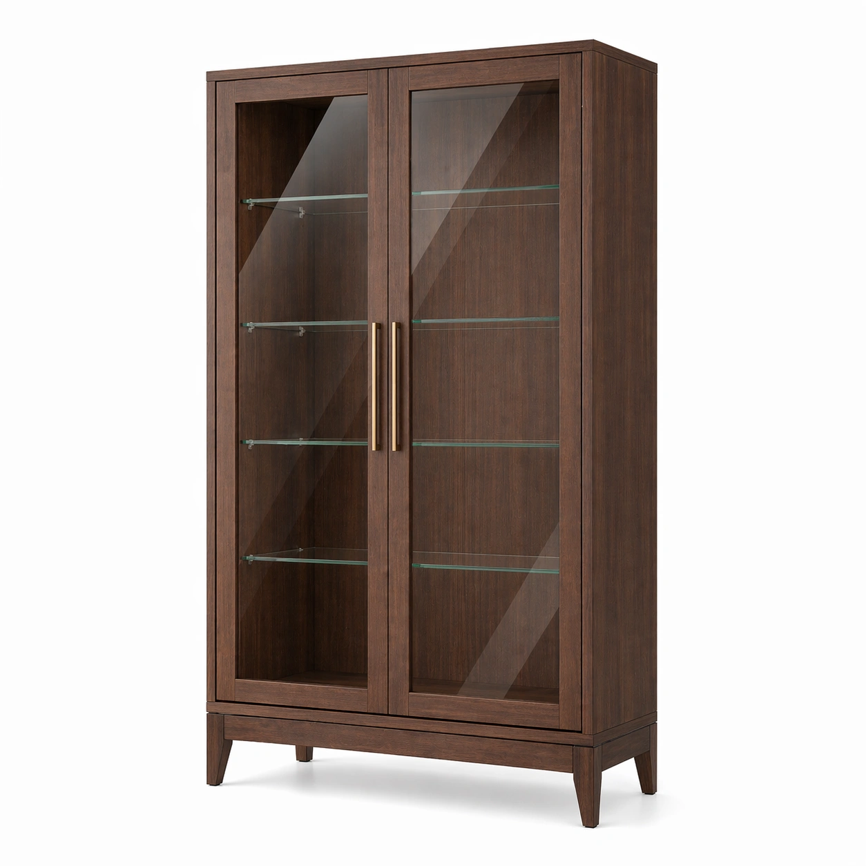 Vitrine holz glastüren glasregalböden braun-FURNILUMINA
