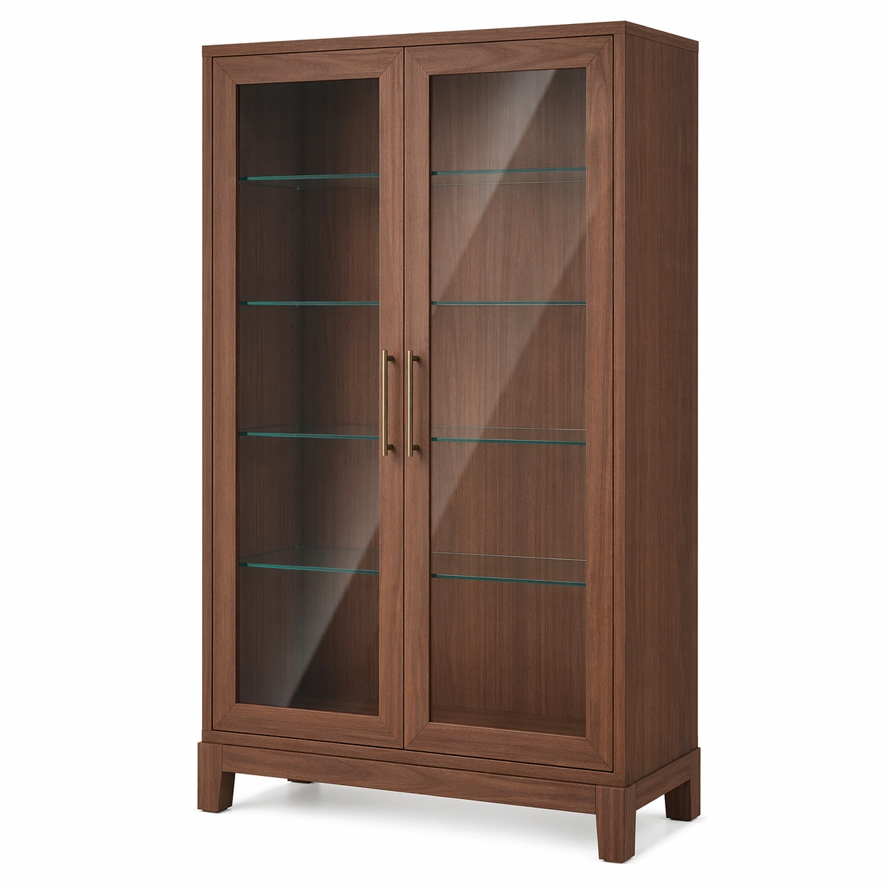 Vitrine holz gehärtetes glas braun 120cm x 40cm x 200cm-FURNILUMINA
