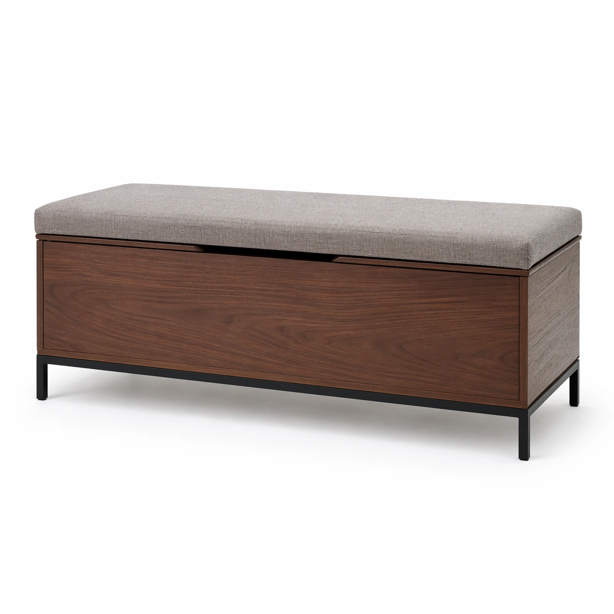 Sitzbank mit Stauraum mdf polyestergewebe braun grau-FURNILUMINA