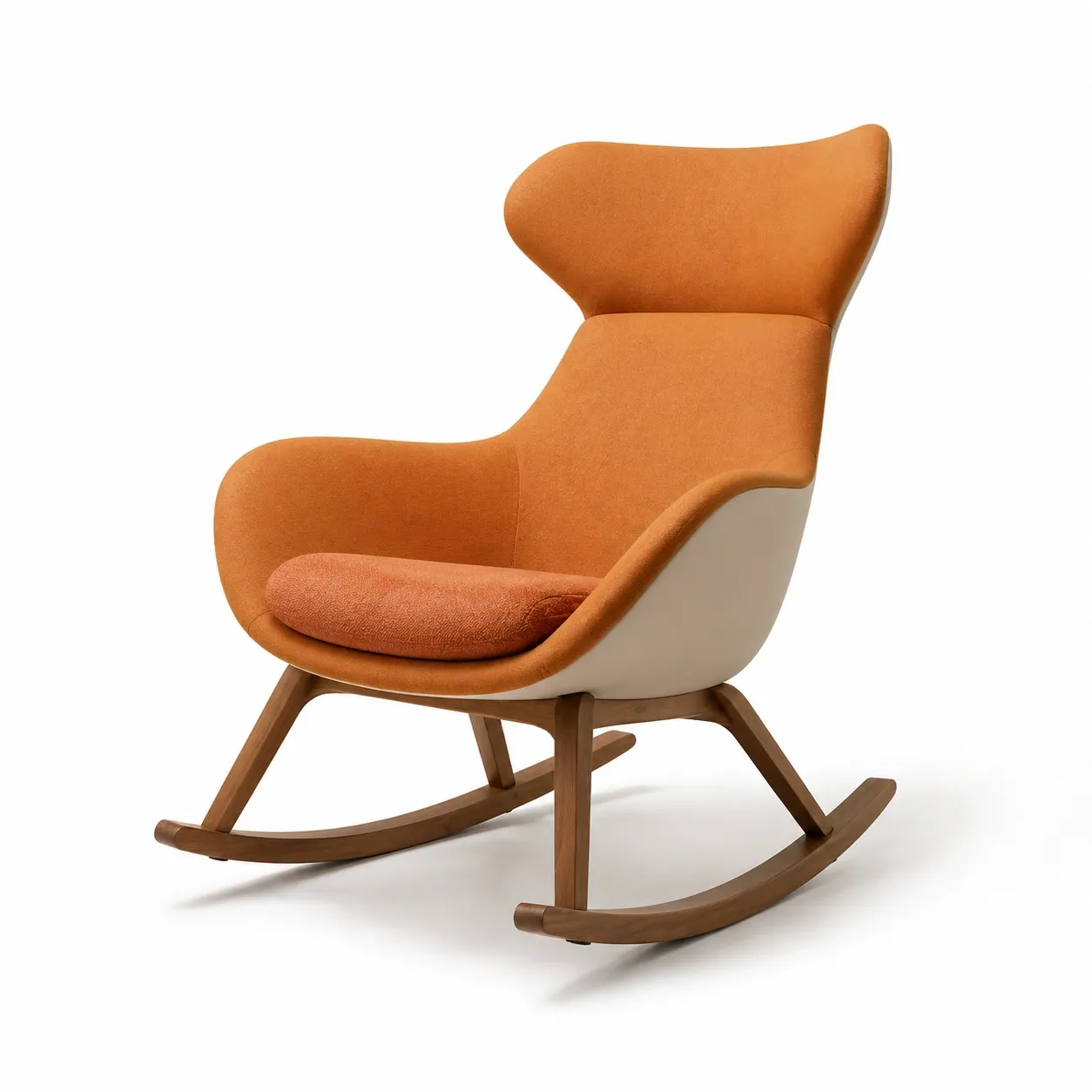 Schaukelstuhl massivholz polyester orange-NESTLIVINGZ