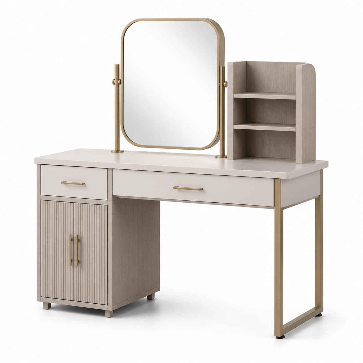 Schminktisch spiegel regal beige mdf holz metall-COZYLUMEA