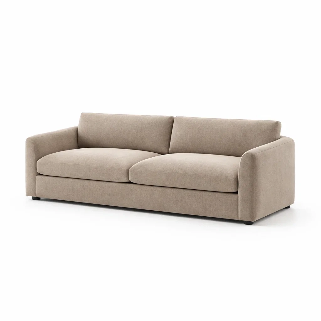 Sofa Aus Polyester Beige 220x90x75 cm-NESTOLORA