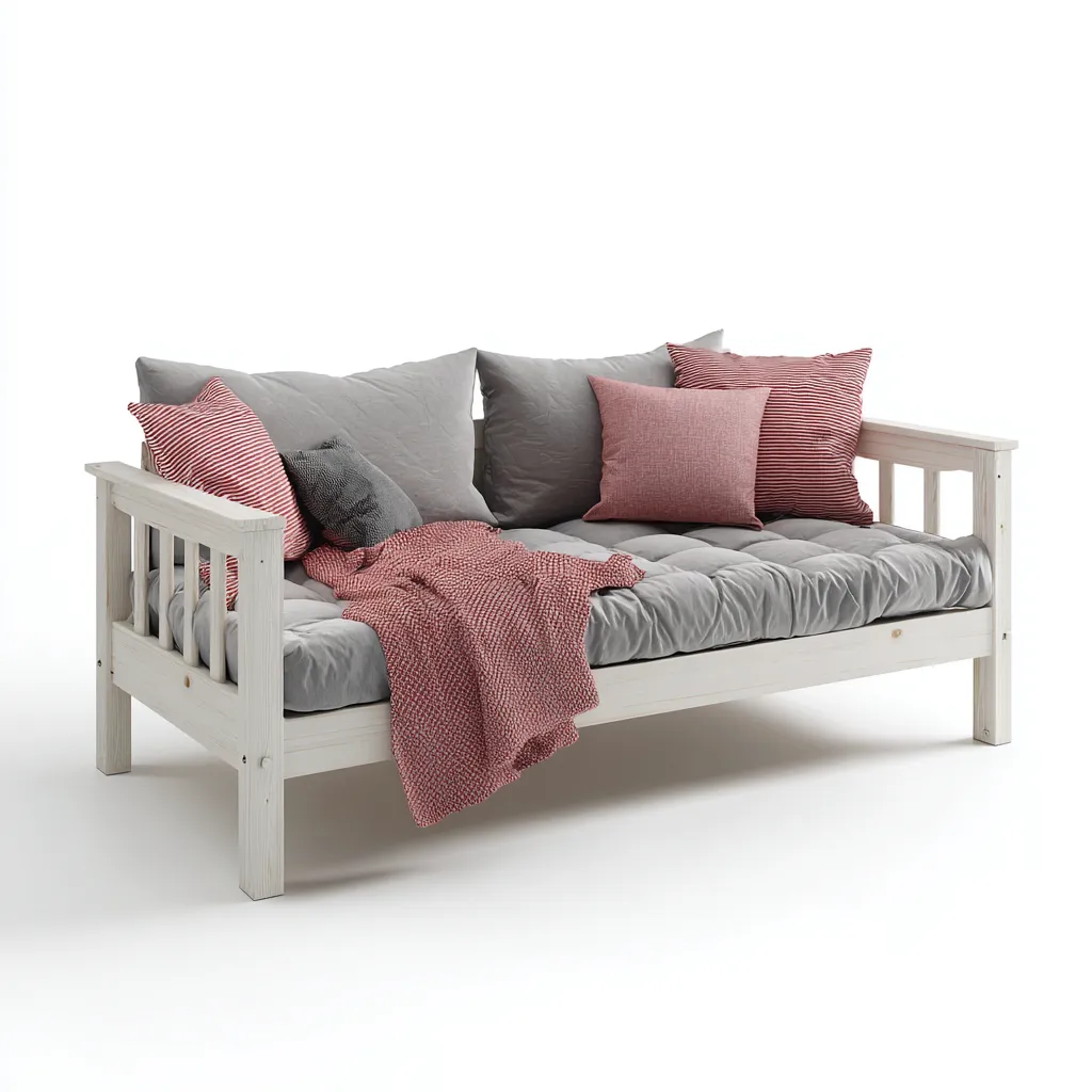 Canapé lit bois 200x90x75 cm - blanc - couchage et assise style naturel-Cottagetbay