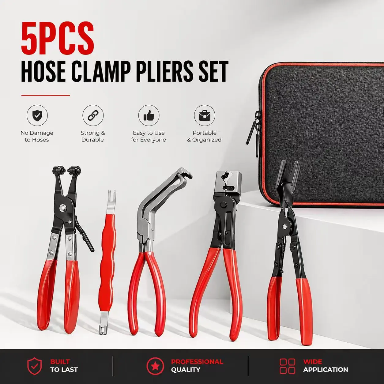 5-Piece Automotive Electrical Connector Disconnect Pliers Set, Mechanic Tools with Angled & Straight Pliers, Multifunctional Hose Clamp Remover for Ignition Coils & Car Repairs (Damage-Free, Portable In-Car Tool) – Father’s Day Gift