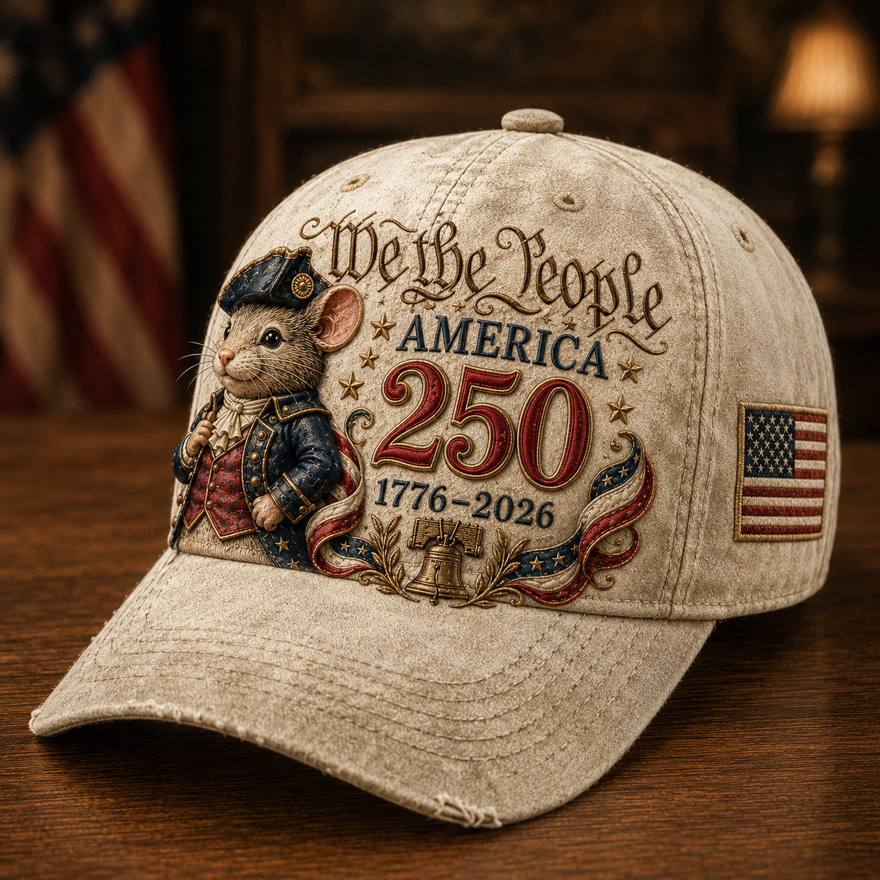 🐭“We The People 250” Patriotic Mouse Embroidered Cap