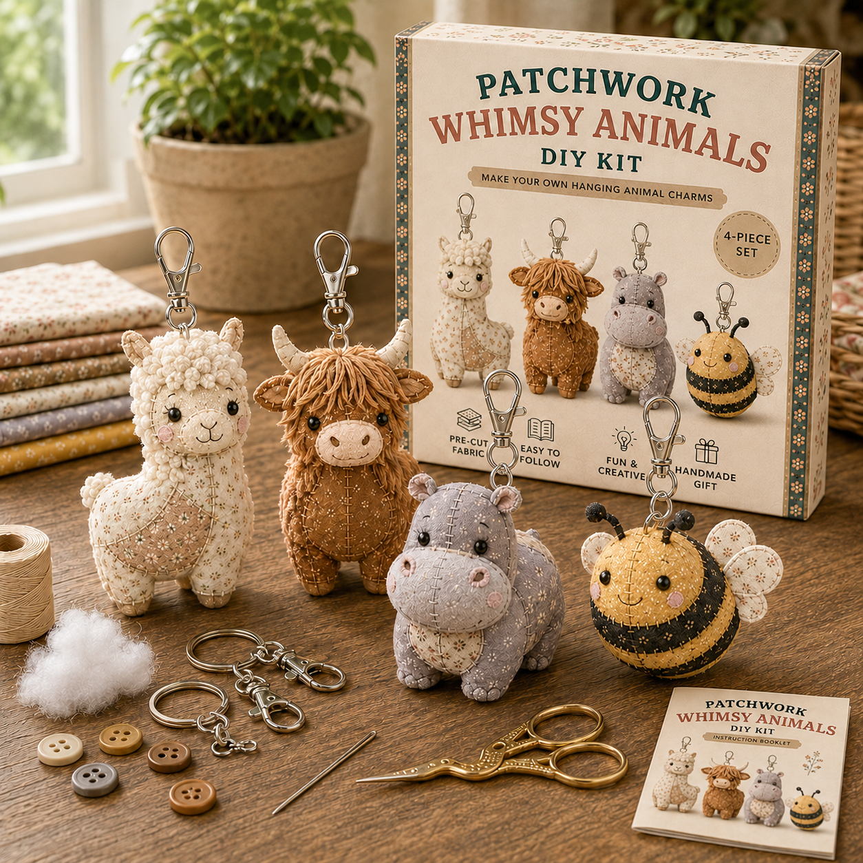 🧵 Patchwork Animal Keychain DIY Kit