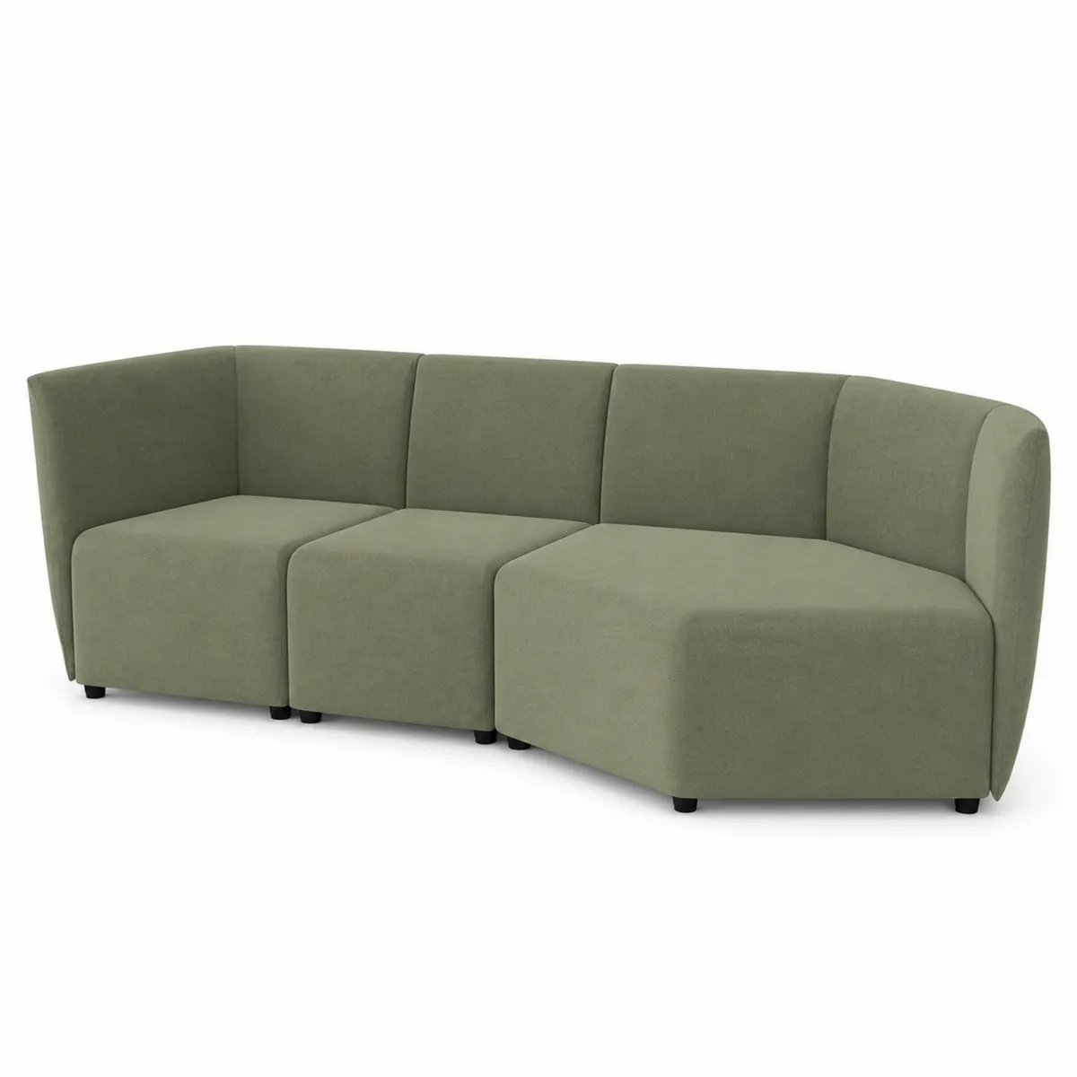 Canapé modulable 3 places en tissu Bois et Tissu Vert en forme de L-Novvortex