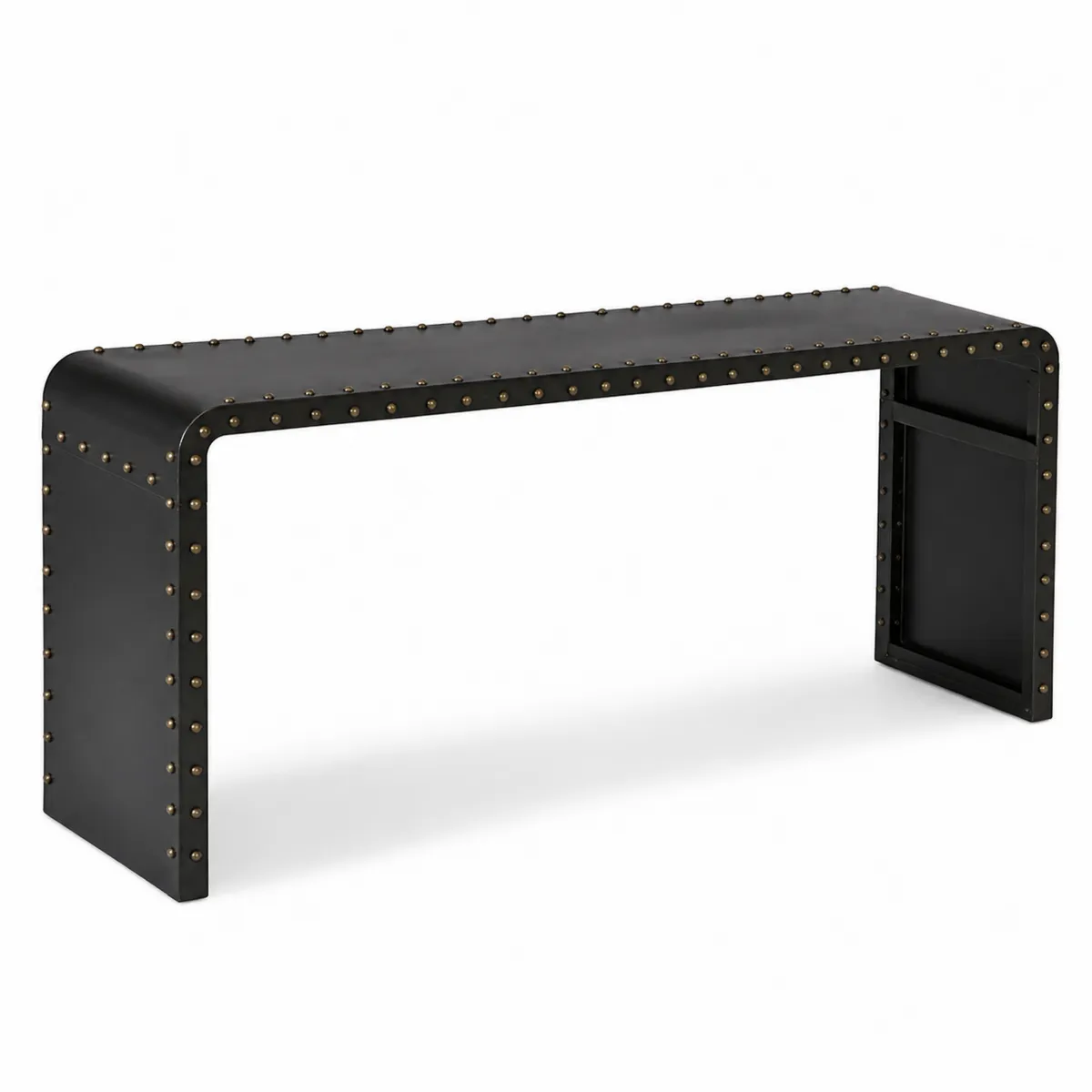 Console en métal noir avec rivets décoratifs-Novvortex