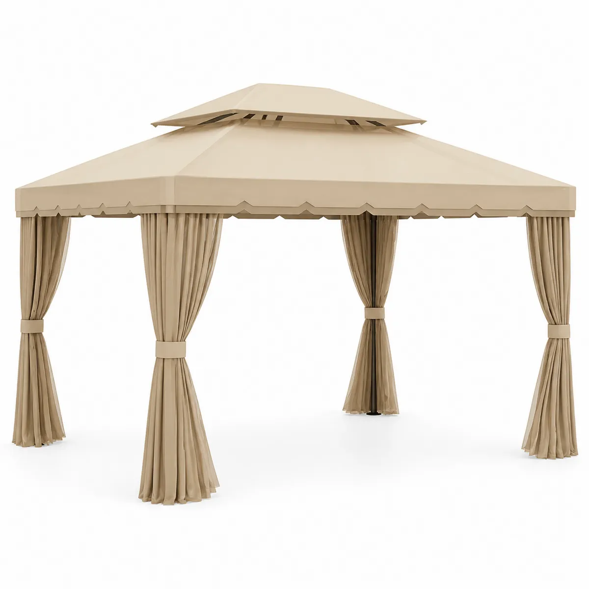 Pavillon de Jardin 3x3 m Acier Polyester Beige-Novvortex