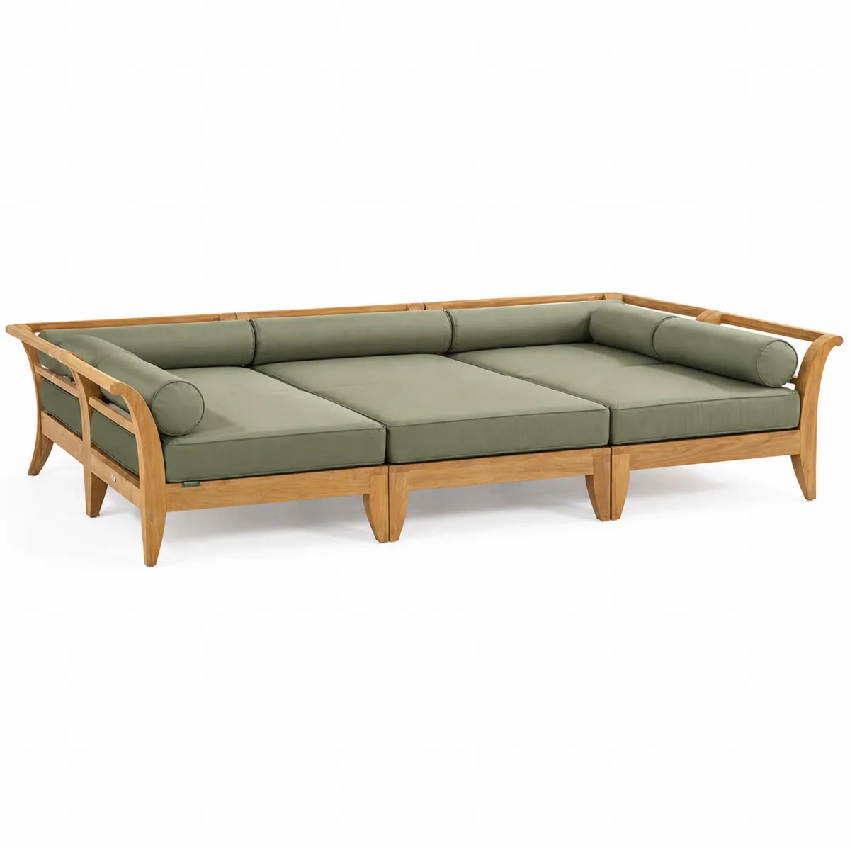 Canapé modulable en bois et coussins verts en polyester-Novvortex