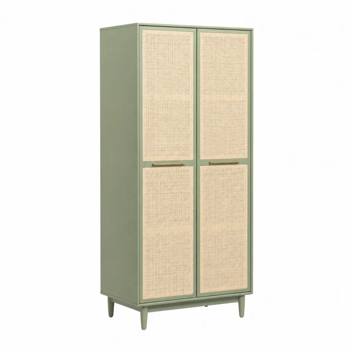 Armoire en Bois et Rotin à Deux Portes-Novvortex