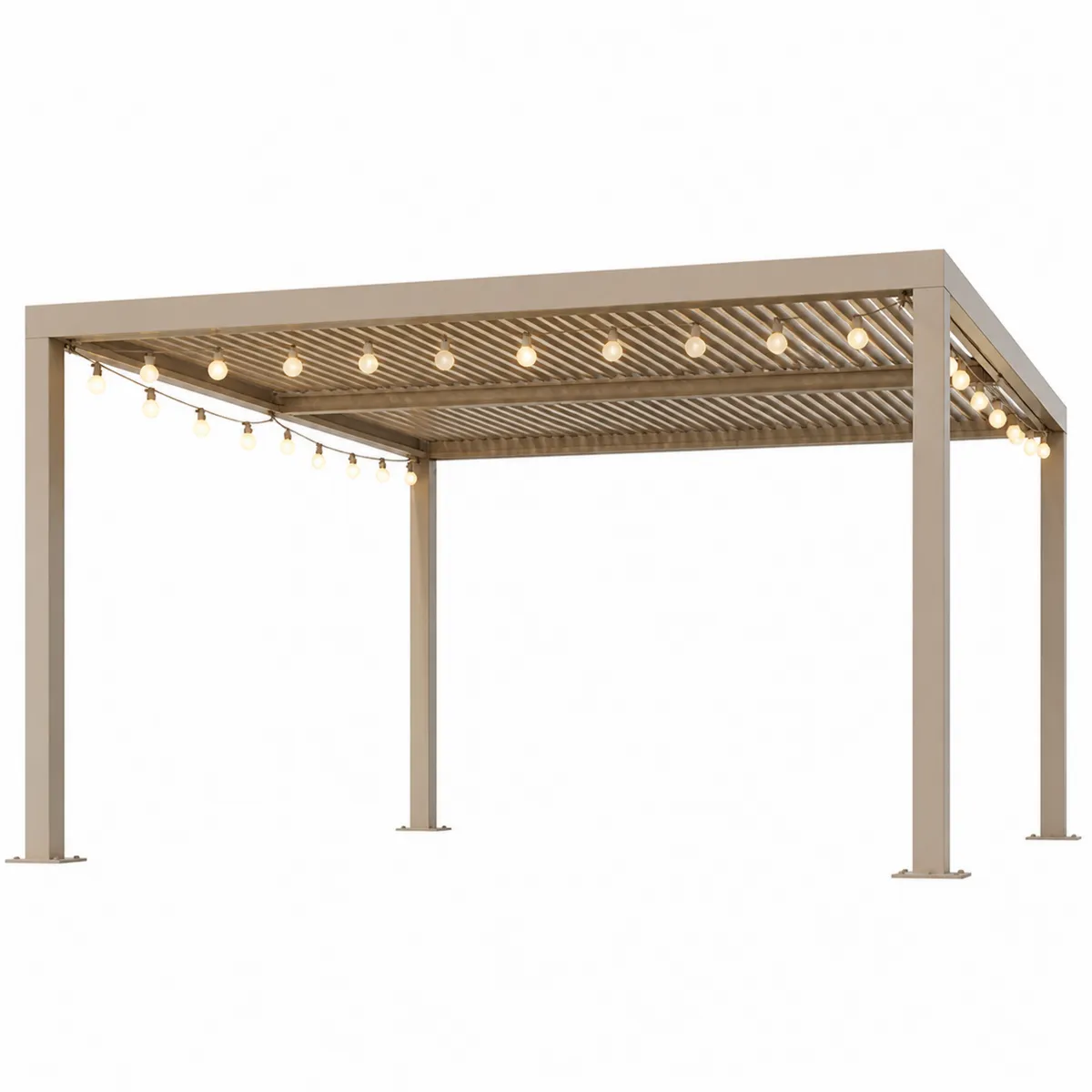 Pergola en aluminium beige avec éclairage LED-Novvortex